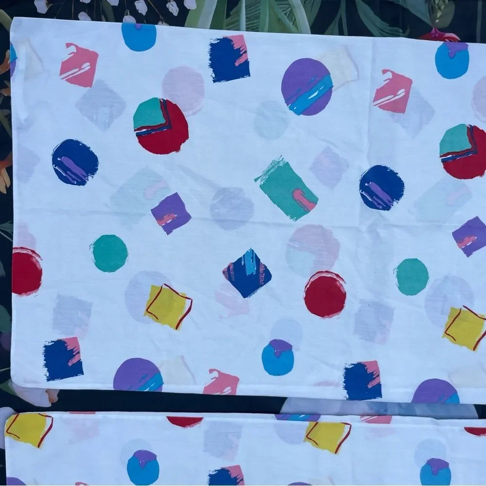 Vintage Colorful Abstract Springs Brand KING Size Pillowcase Set of 2 EUC 90's?